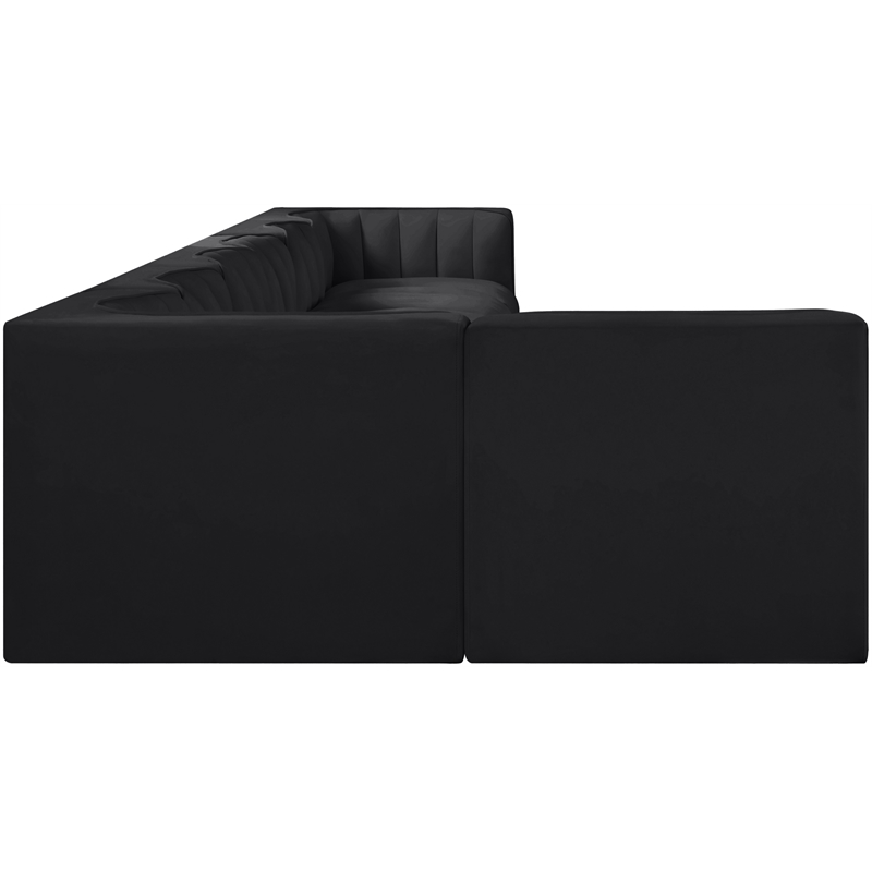 Meridian Furniture Rummi Black Velvet Performance Fabric 7pc. Modular Sectional