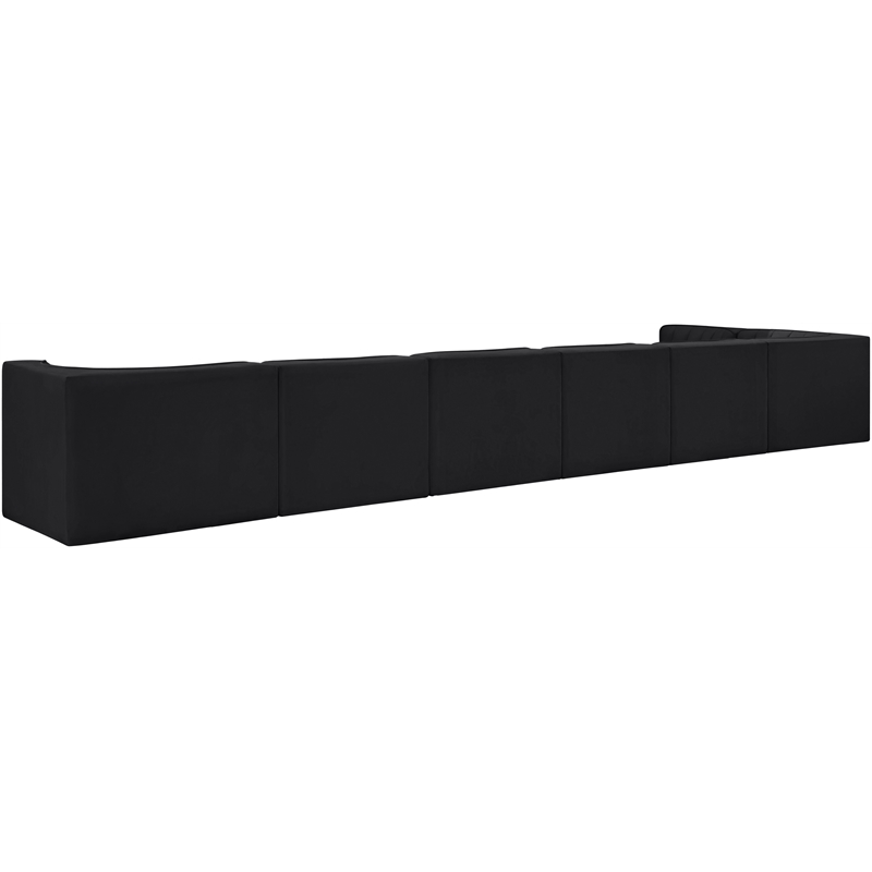 Meridian Furniture Rummi Black Velvet Performance Fabric 7pc. Modular Sectional
