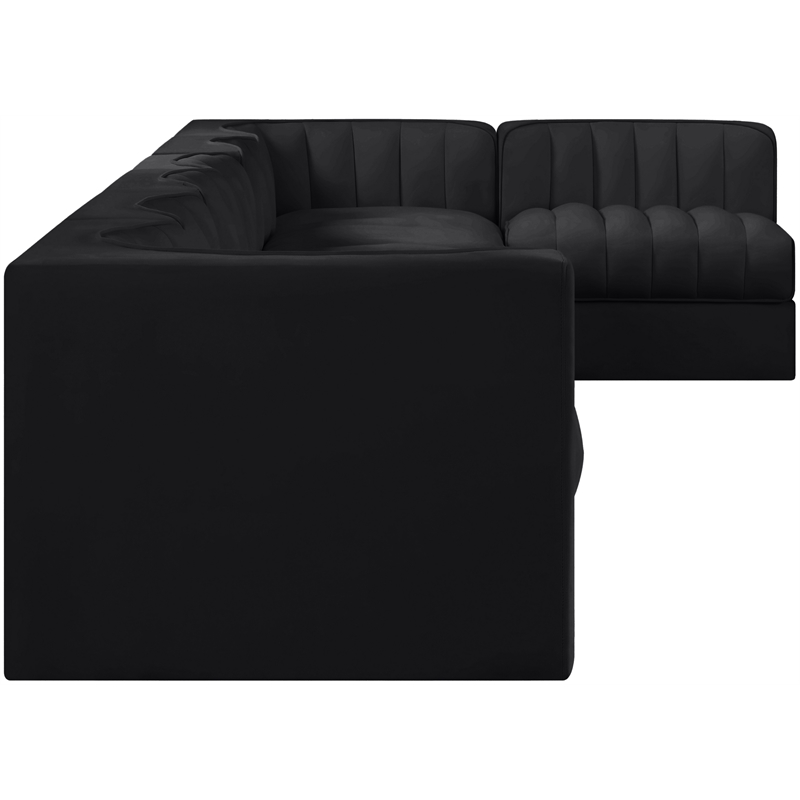 Meridian Furniture Rummi Black Velvet Performance Fabric 7pc. Modular Sectional
