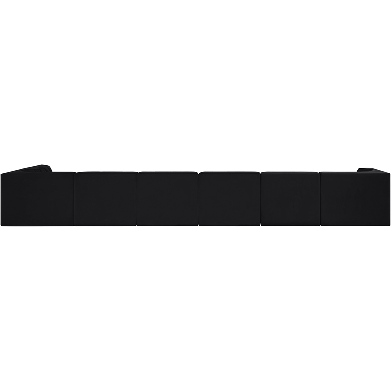 Meridian Furniture Rummi Black Velvet Performance Fabric 7pc. Modular Sectional