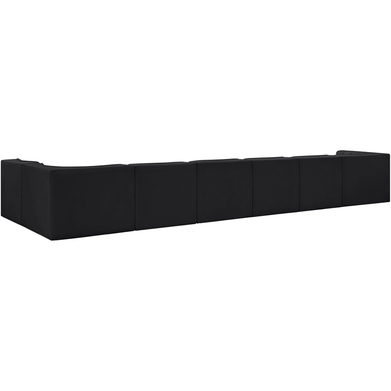 Meridian Furniture Rummi Black Velvet Performance Fabric 7pc. Modular Sectional