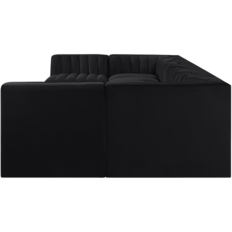 Meridian Furniture Rummi Black Velvet Performance Fabric 8pc. Modular Sectional