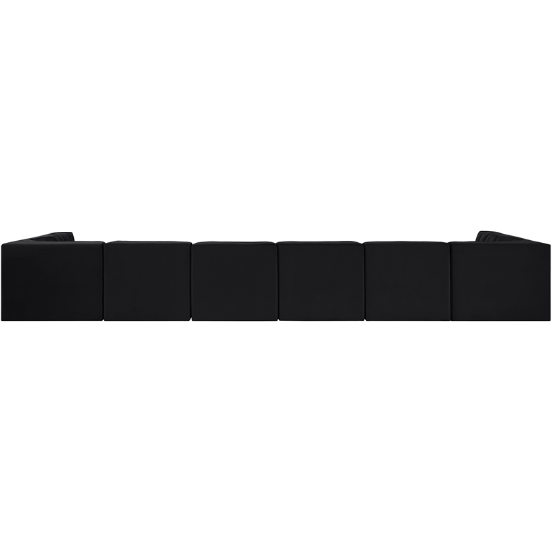 Meridian Furniture Rummi Black Velvet Performance Fabric 8pc. Modular Sectional