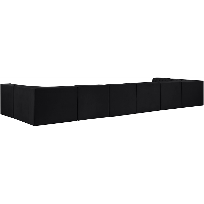 Meridian Furniture Rummi Black Velvet Performance Fabric 8pc. Modular Sectional