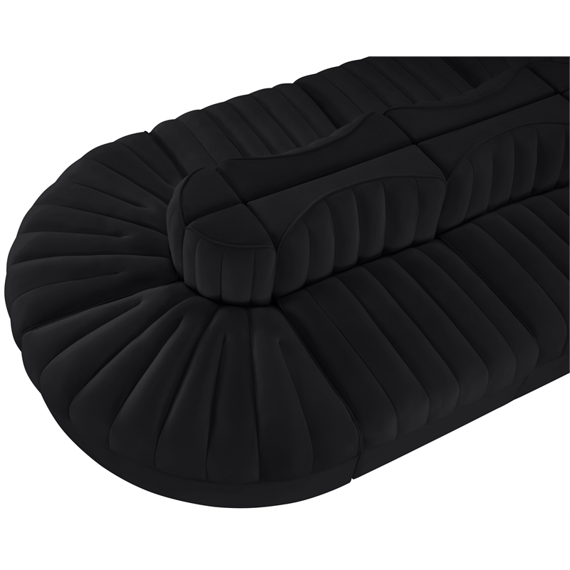 Meridian Furniture Rummi Black Velvet Performance Fabric 8pc. Modular Sectional