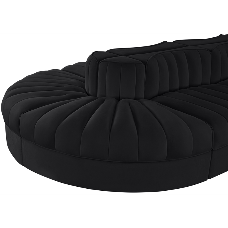Meridian Furniture Rummi Black Velvet Performance Fabric 8pc. Modular Sectional