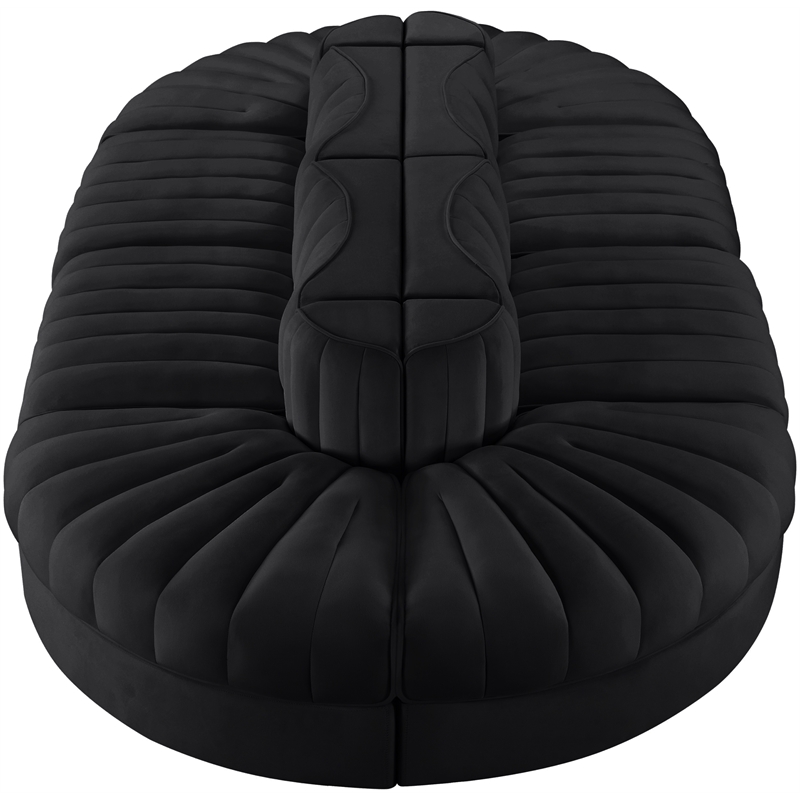 Meridian Furniture Rummi Black Velvet Performance Fabric 8pc. Modular Sectional