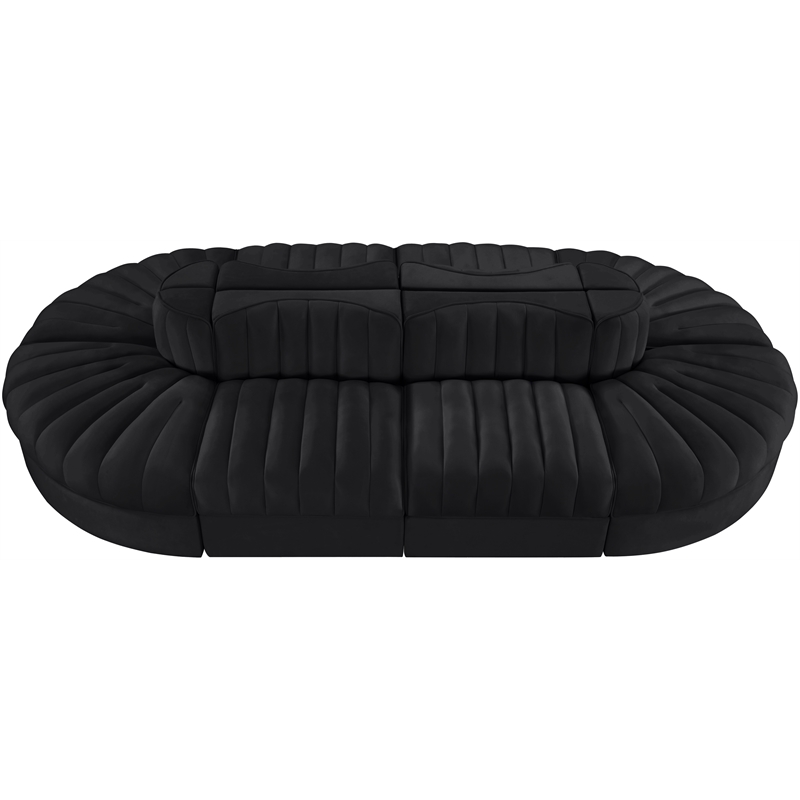 Meridian Furniture Rummi Black Velvet Performance Fabric 8pc. Modular Sectional