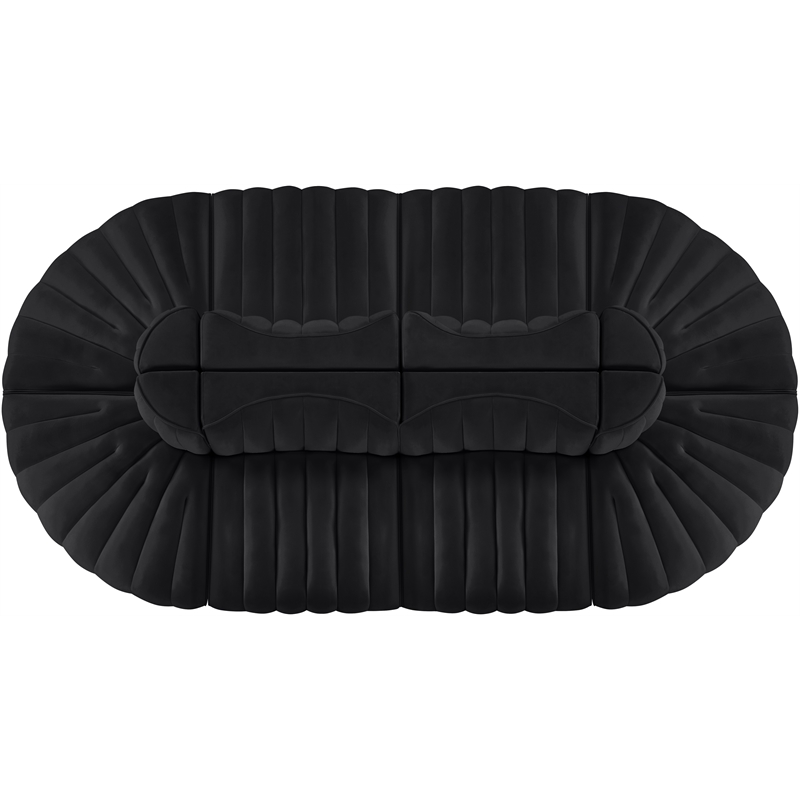Meridian Furniture Rummi Black Velvet Performance Fabric 8pc. Modular Sectional