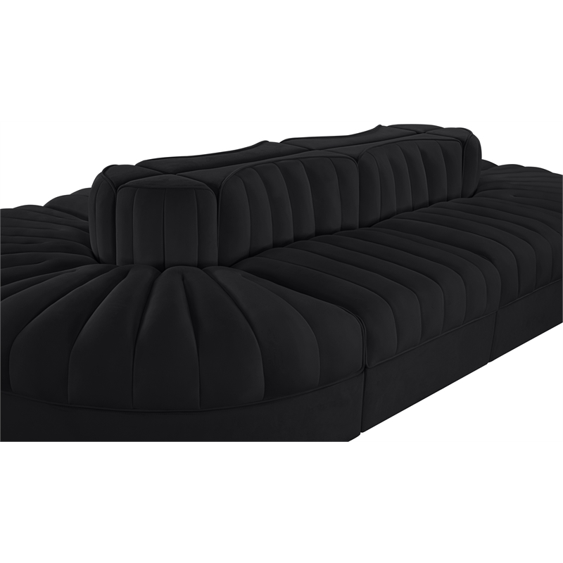 Meridian Furniture Rummi Black Velvet Performance Fabric 8pc. Modular Sectional