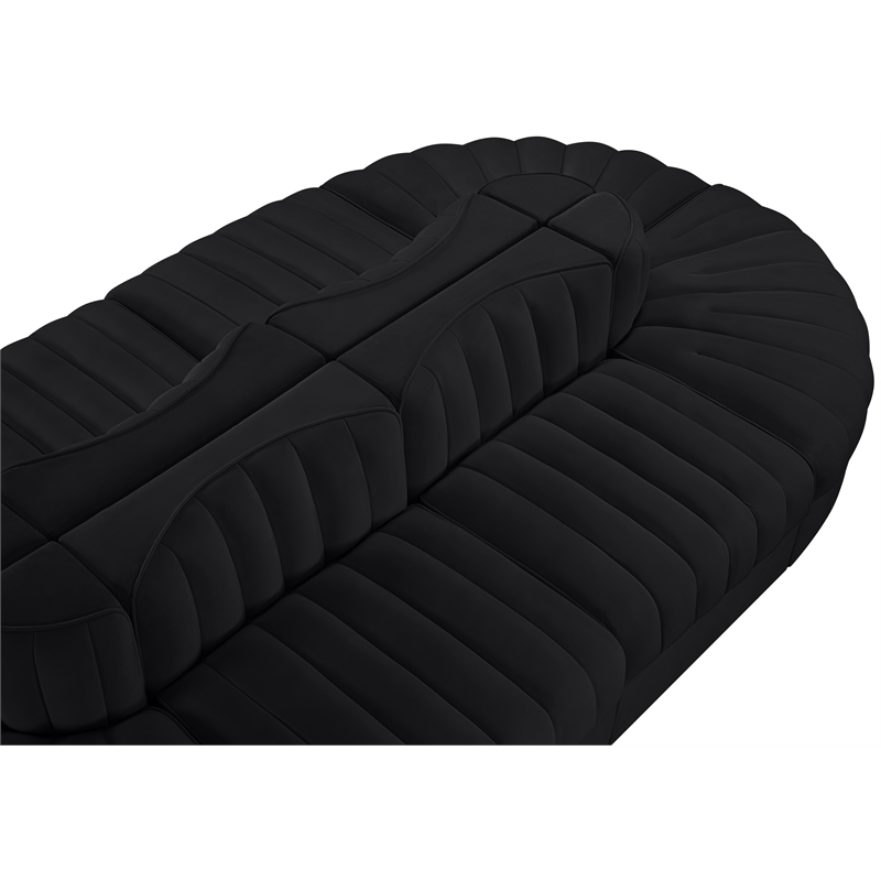 Meridian Furniture Rummi Black Velvet Performance Fabric 8pc. Modular Sectional
