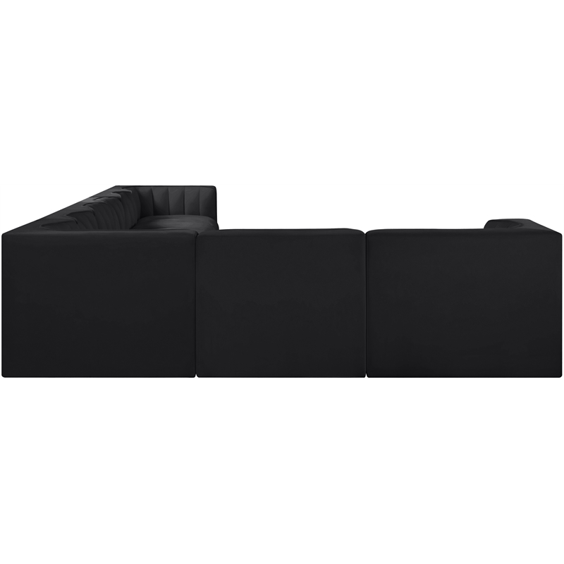 Meridian Furniture Rummi Black Velvet Performance Fabric 8pc. Modular Sectional