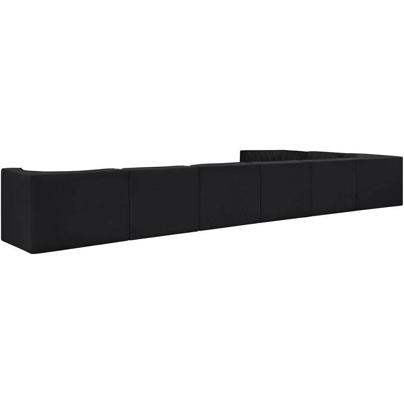 Meridian Furniture Rummi Black Velvet Performance Fabric 8pc. Modular Sectional