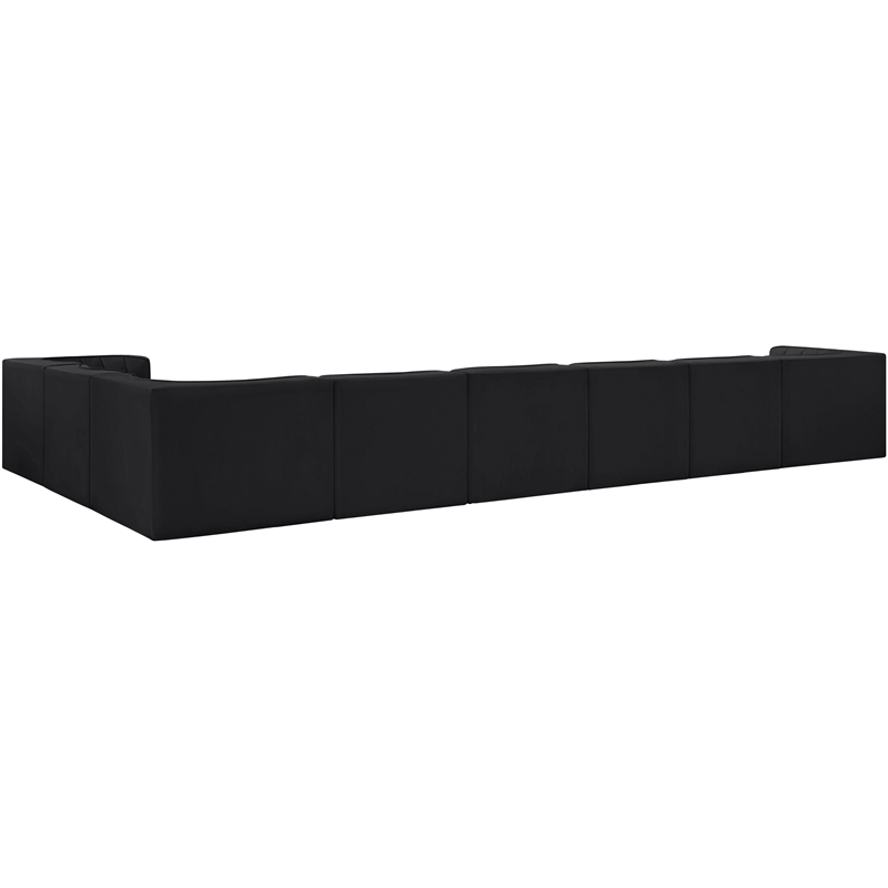 Meridian Furniture Rummi Black Velvet Performance Fabric 8pc. Modular Sectional