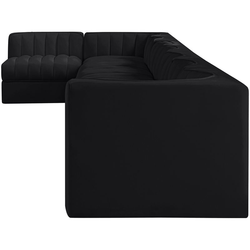 Meridian Furniture Rummi Black Velvet Performance Fabric 8pc. Modular Sectional