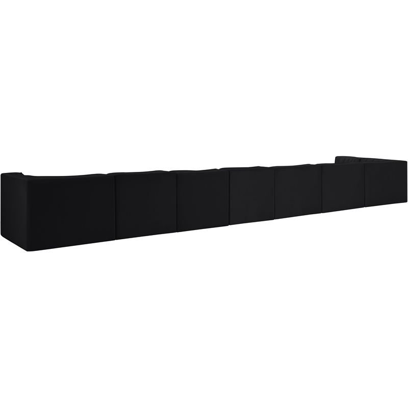 Meridian Furniture Rummi Black Velvet Performance Fabric 8pc. Modular Sectional