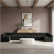 Meridian Furniture Rummi Black Velvet Performance Fabric 9pc. Modular Sectional