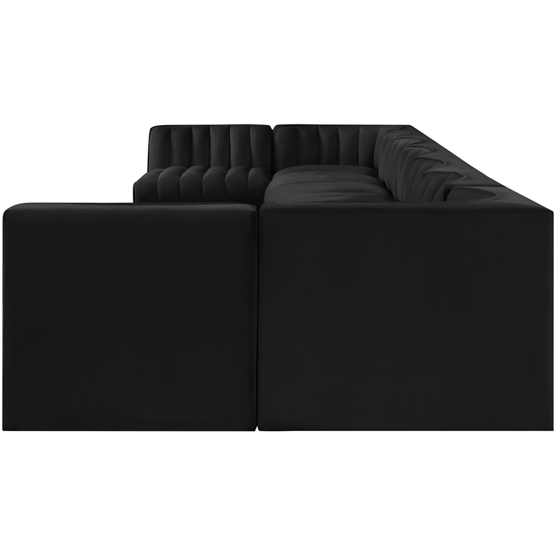 Meridian Furniture Rummi Black Velvet Performance Fabric 9pc. Modular Sectional