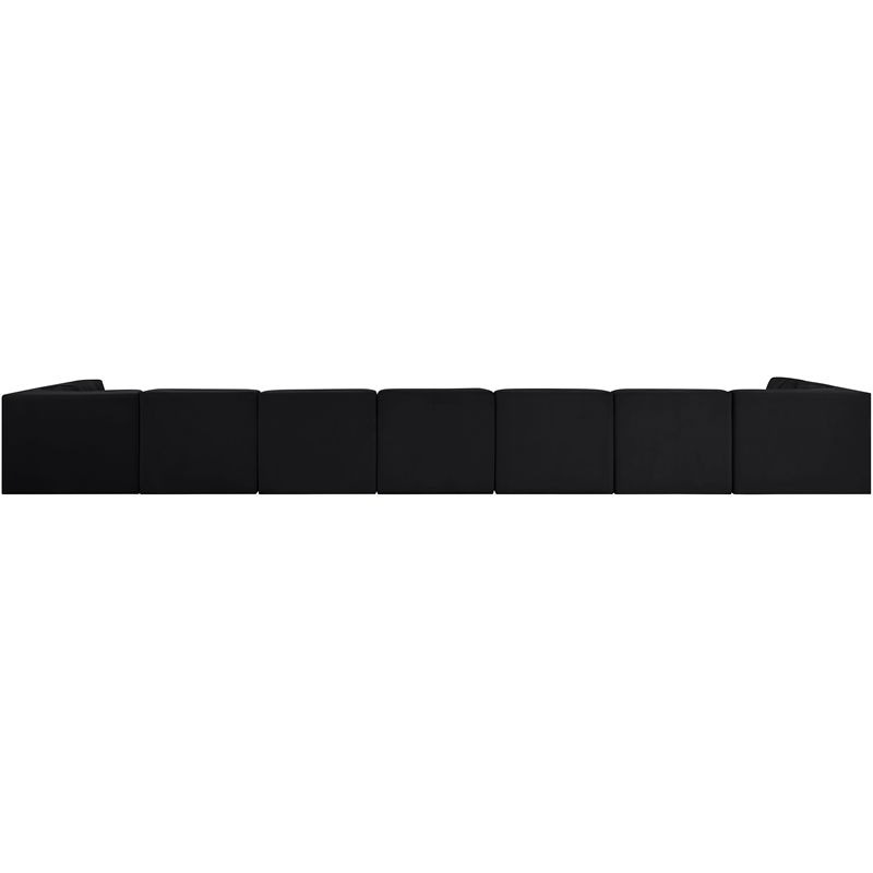 Meridian Furniture Rummi Black Velvet Performance Fabric 9pc. Modular Sectional
