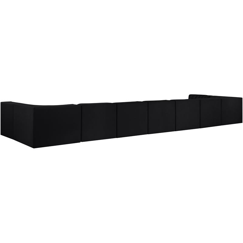 Meridian Furniture Rummi Black Velvet Performance Fabric 9pc. Modular Sectional