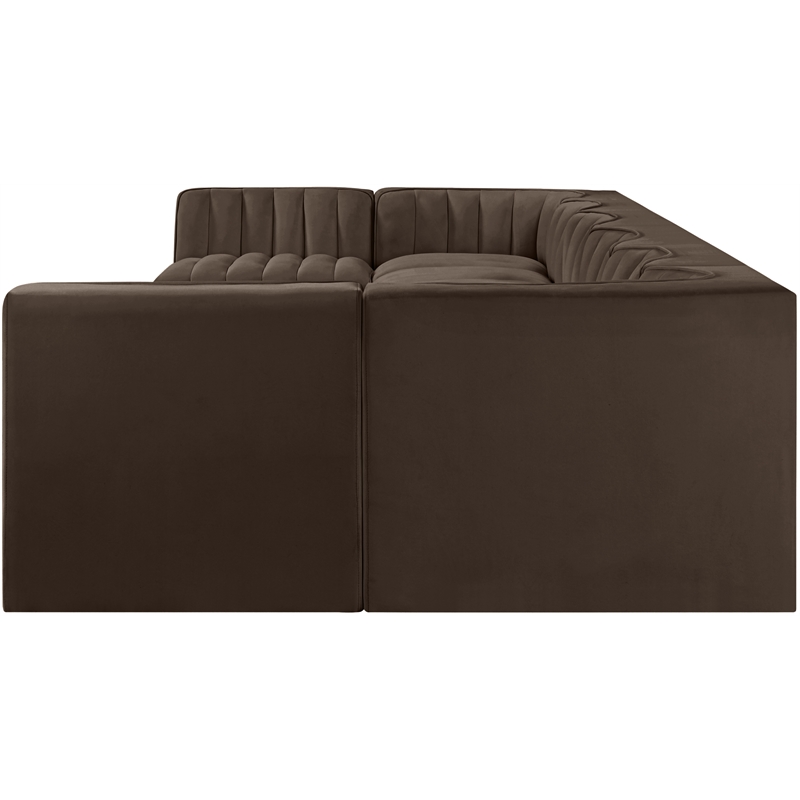 Meridian Furniture Rummi Brown Velvet Performance Fabric 8pc. Modular Sectional