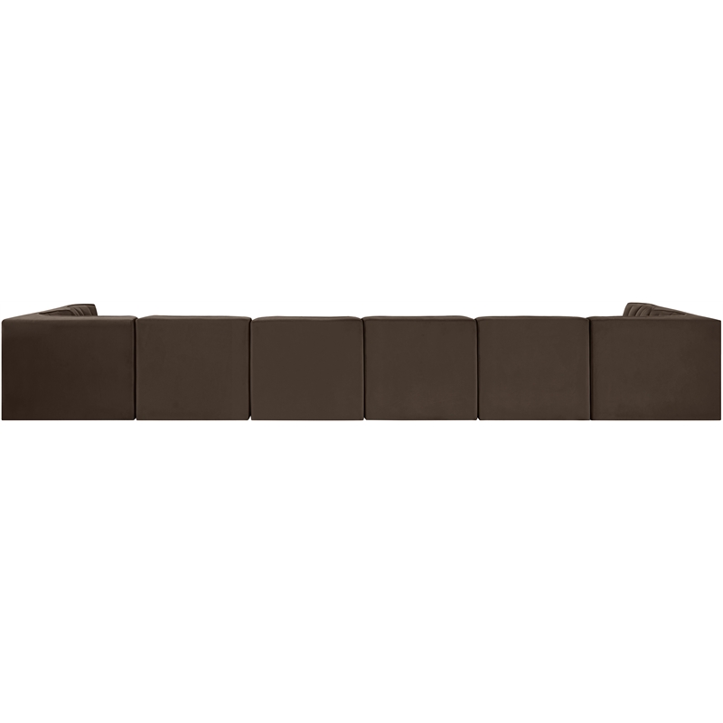 Meridian Furniture Rummi Brown Velvet Performance Fabric 8pc. Modular Sectional