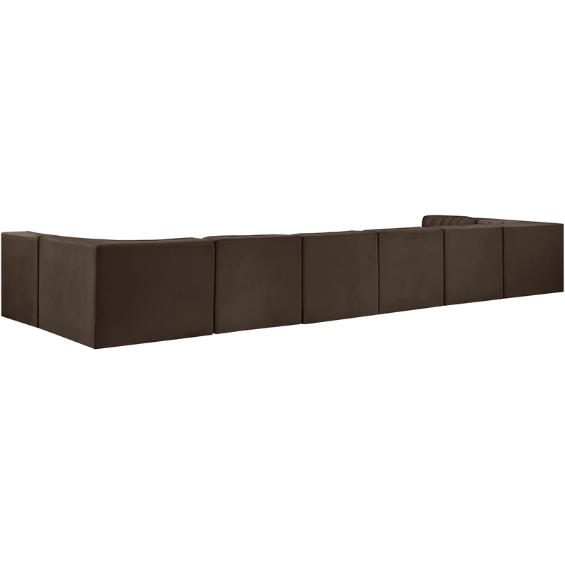 Meridian Furniture Rummi Brown Velvet Performance Fabric 8pc. Modular Sectional