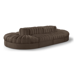 Meridian Furniture Rummi Brown Velvet Performance Fabric 8pc. Modular Sectional
