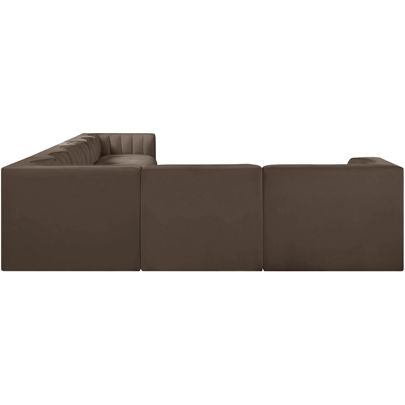 Meridian Furniture Rummi Brown Velvet Performance Fabric 8pc. Modular Sectional
