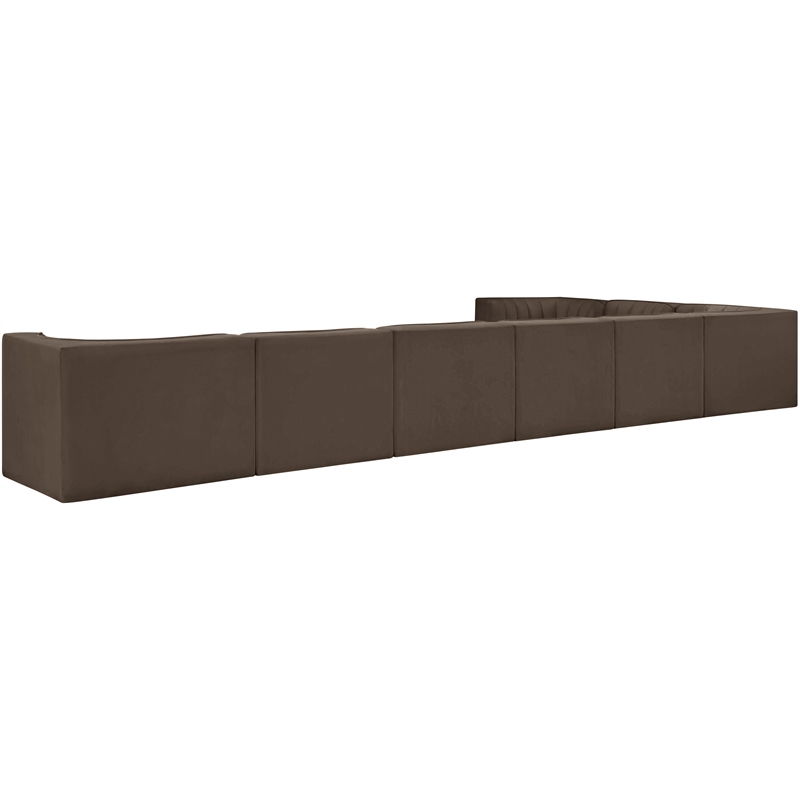 Meridian Furniture Rummi Brown Velvet Performance Fabric 8pc. Modular Sectional