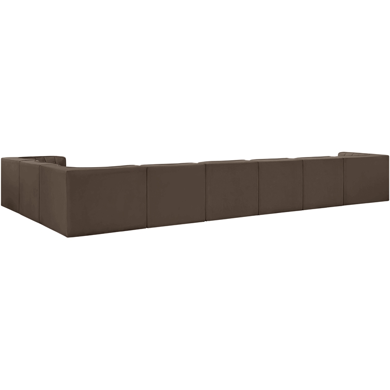 Meridian Furniture Rummi Brown Velvet Performance Fabric 8pc. Modular Sectional