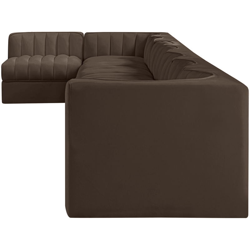 Meridian Furniture Rummi Brown Velvet Performance Fabric 8pc. Modular Sectional