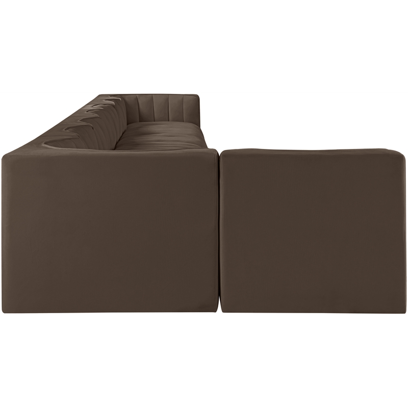 Meridian Furniture Rummi Brown Velvet Performance Fabric 8pc. Modular Sectional