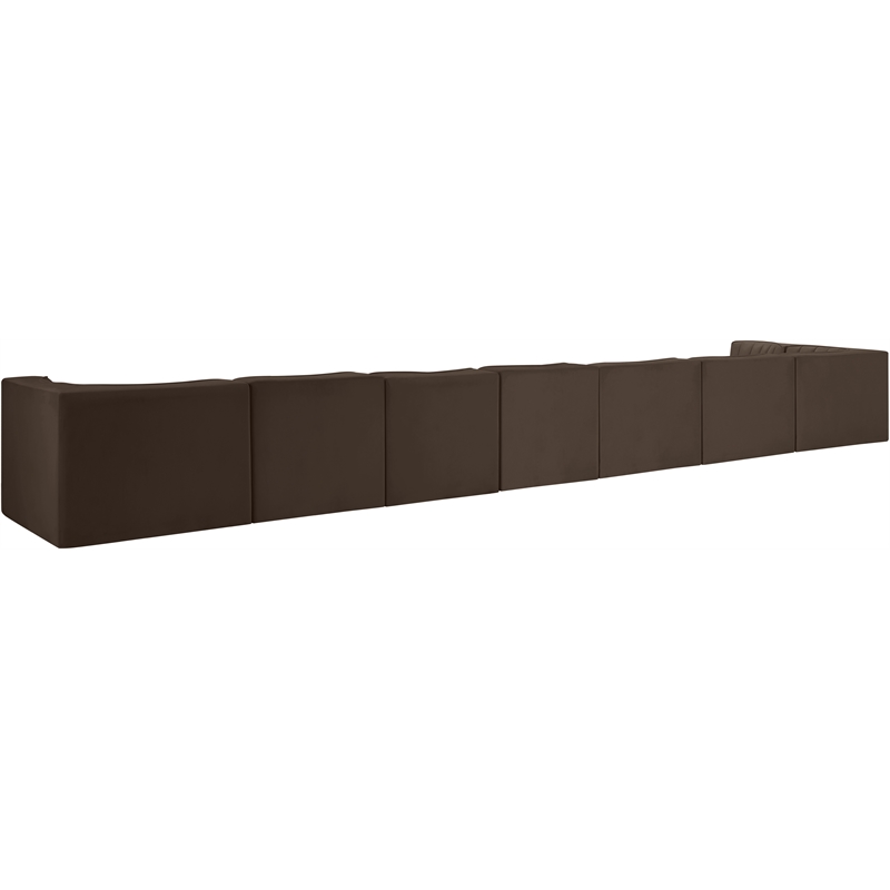 Meridian Furniture Rummi Brown Velvet Performance Fabric 8pc. Modular Sectional