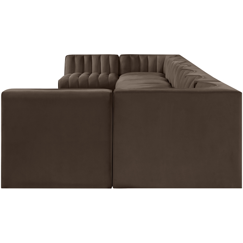 Meridian Furniture Rummi Brown Velvet Performance Fabric 9pc. Modular Sectional