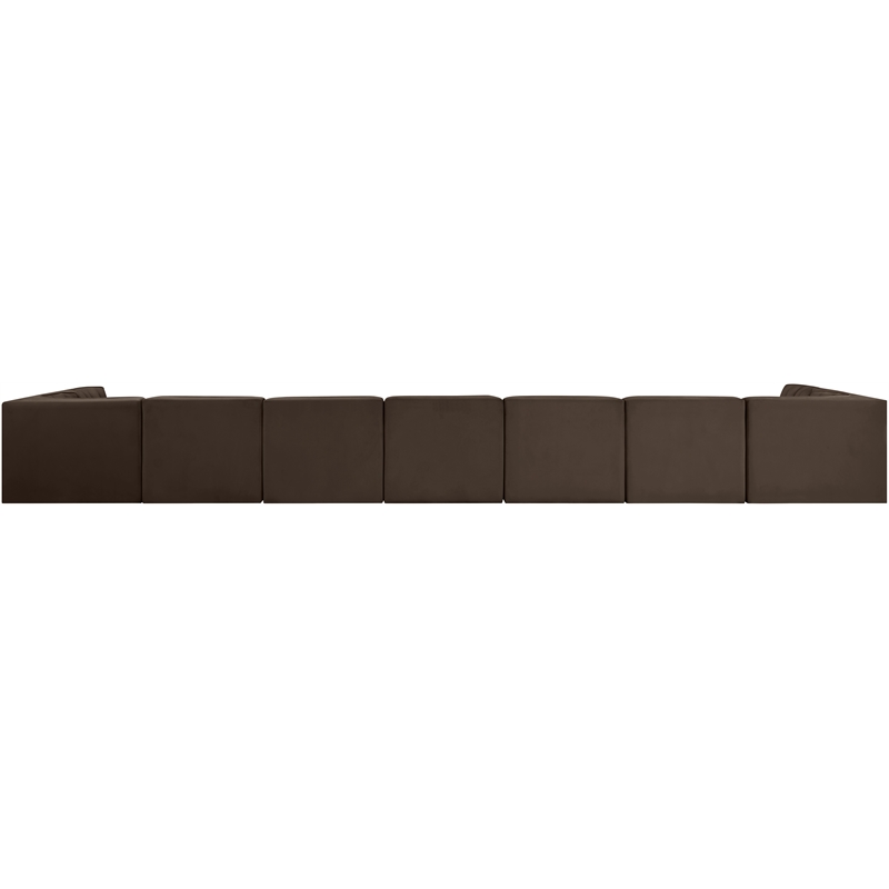 Meridian Furniture Rummi Brown Velvet Performance Fabric 9pc. Modular Sectional