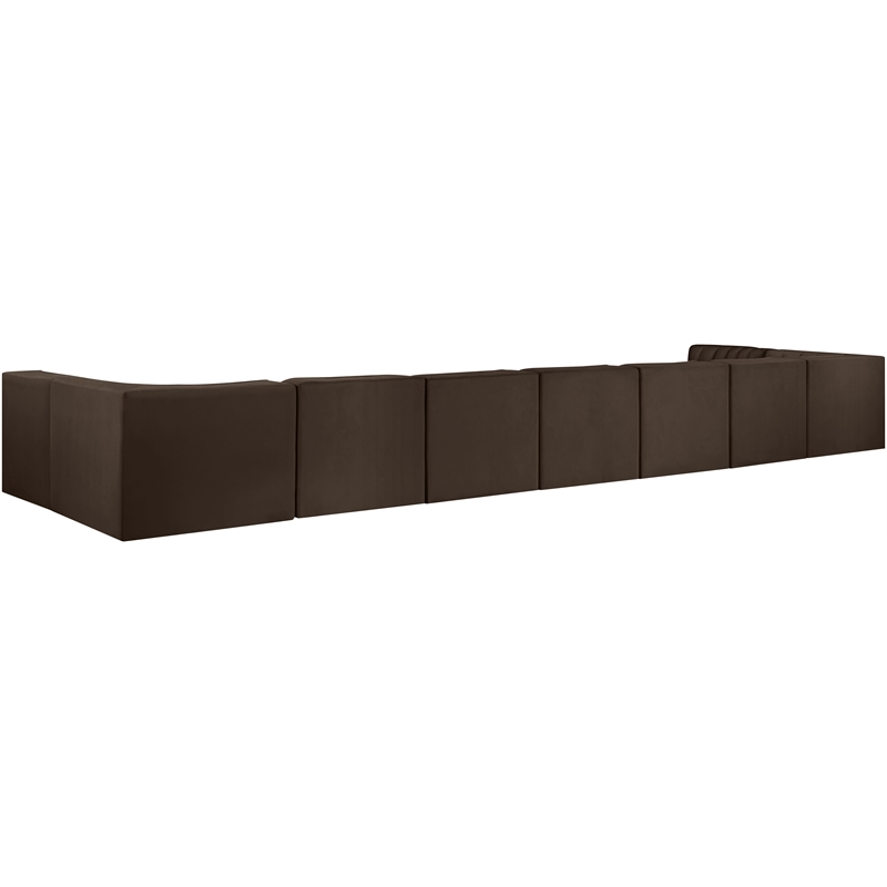 Meridian Furniture Rummi Brown Velvet Performance Fabric 9pc. Modular Sectional