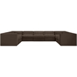 Meridian Furniture Rummi Brown Velvet Performance Fabric 9pc. Modular Sectional