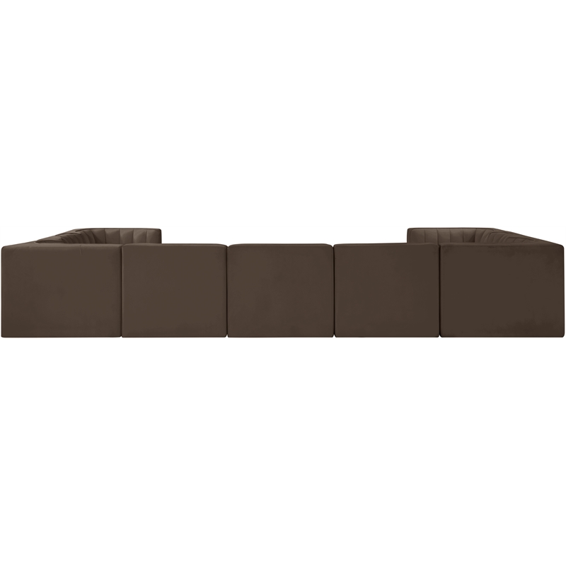 Meridian Furniture Rummi Brown Velvet Performance Fabric 9pc. Modular Sectional