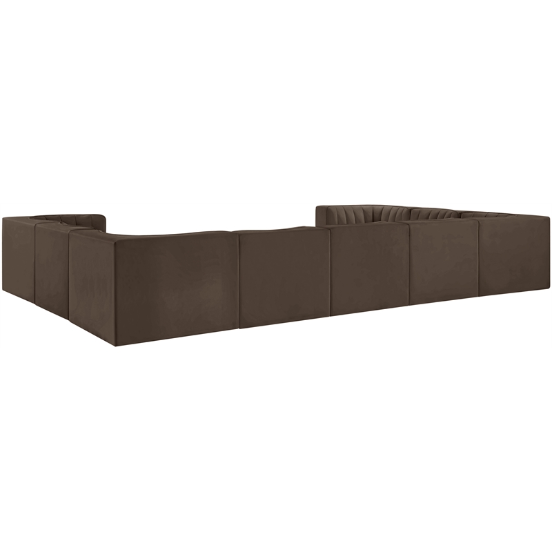 Meridian Furniture Rummi Brown Velvet Performance Fabric 9pc. Modular Sectional