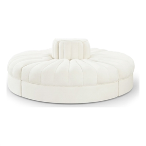 Meridian Furniture Rummi Cream Velvet Performance Fabric 4pc. Modular Sofa
