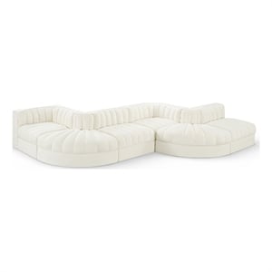Meridian Furniture Rummi Cream Velvet Performance Fabric 6pc. Modular Sectional