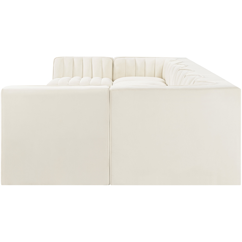 Meridian Furniture Rummi Cream Velvet Performance Fabric 8pc. Modular Sectional