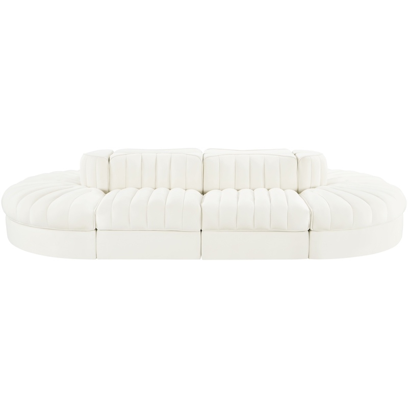 Meridian Furniture Rummi Cream Velvet Performance Fabric 8pc. Modular Sectional