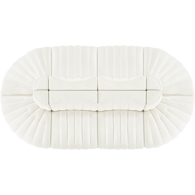 Meridian Furniture Rummi Cream Velvet Performance Fabric 8pc. Modular Sectional
