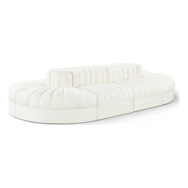 Meridian Furniture Rummi Cream Velvet Performance Fabric 8pc. Modular Sectional