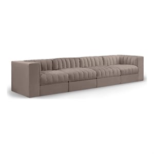 Meridian Furniture Rummi Taupe Velvet Performance Fabric 4pc. Modular Sofa