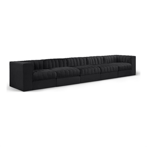 Meridian Furniture Rummi Black Velvet Performance Fabric 5pc. Modular Sofa