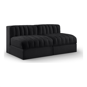Meridian Furniture Rummi Black Velvet Performance Fabric 2pc. Modular Sofa