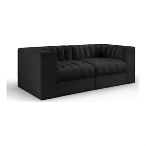 Meridian Furniture Rummi Black Velvet Performance Fabric 2pc. Modular Sofa